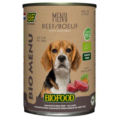 12x400g Biofood Organic Menu marha nedves kutyatáp - Kisállat kiegészítők webáruház - állateledelek
