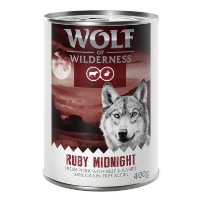 12x400g Wolf of Wilderness "RED Meat" gazdaságos csomag nedves kutyatáp Ruby Midnight - Kisállat kiegészítők webáruház - állateledelek