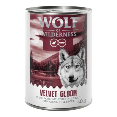 12x400g Wolf of Wilderness "RED Meat" gazdaságos csomag nedves kutyatáp Velvet Gloom - Kisállat kiegészítők webáruház - állateledelek