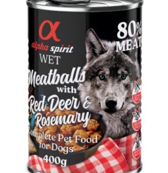 12x400g alpha spirit Dog Meatballs Gímszarvas & rozmaring nedves kutyatáp - Kisállat kiegészítők webáruház - állateledelek