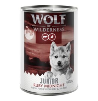 12xx400g Wolf of Wilderness "RED Meat" nedves kutyatáp - Ruby Midnight - Kisállat kiegészítők webáruház - állateledelek