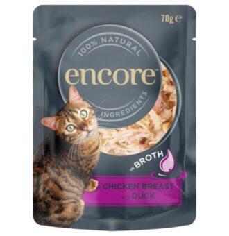 48x70g Encore Csirkemell & kacsa tasakos nedves macskatáp - Kisállat kiegészítők webáruház - állateledelek