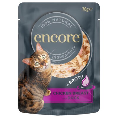 48x70g Encore Csirkemell & kacsa tasakos nedves macskatáp - Kisállat kiegészítők webáruház - állateledelek