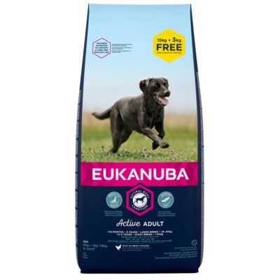 18kg  Eukanuba Adult Large Breed csirke száraz kutyatáp bónuszcsomagban 15 + 3 kg ingyen! - Kisállat kiegészítők webáruház - állateledelek