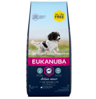 18kg  Eukanuba Adult Medium Breed csirke száraz kutyatáp bónuszcsomagban 15 + 3 kg ingyen! - Kisállat kiegészítők webáruház - állateledelek