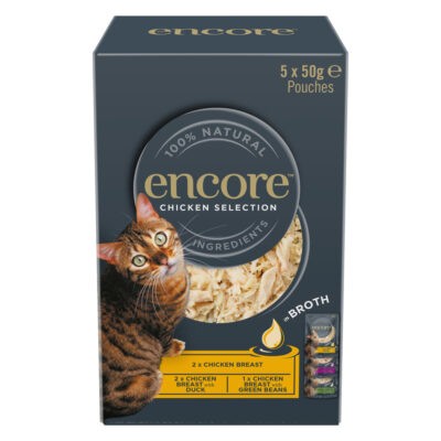 20x50g Encore Cat hús-/hallében tasakos nedves macskatáp Csirke-válogatás (3 fajta) - Kisállat kiegészítők webáruház - állateledelek