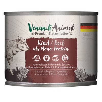 24x200g Venandi Animal Monoprotein Marha nedves macskatáp - Kisállat kiegészítők webáruház - állateledelek