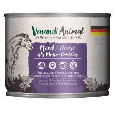 24x200g Venandi Animal Monoprotein ló nedves macskatáp - Kisállat kiegészítők webáruház - állateledelek