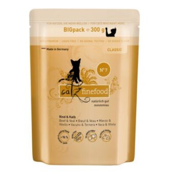 24x300g catz finefood Marha & borjú tasakos nedves macskatáp - Kisállat kiegészítők webáruház - állateledelek