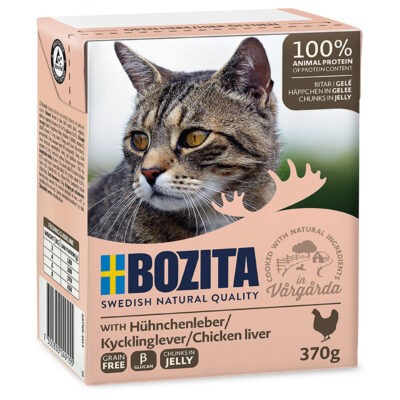 24x370g Bozita falatoknedves macskatáp- Csirkemáj aszpikban - Kisállat kiegészítők webáruház - állateledelek