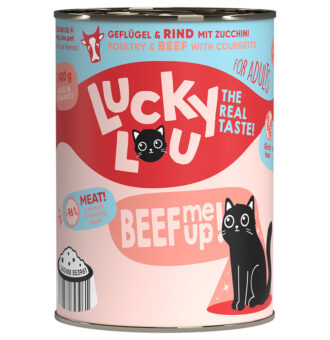 6x400g Lucky Lou Adult Szárnyas & marha nedves macskatáp - Kisállat kiegészítők webáruház - állateledelek