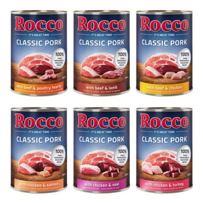 24x400g Rocco Classic Pork nedves kutyatáp - Kisállat kiegészítők webáruház - állateledelek