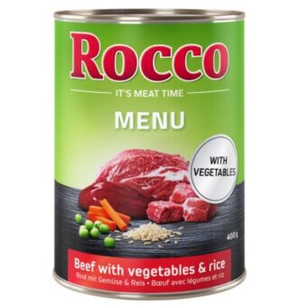 24x400g Rocco Menue nedves kutyatáp- Marha + zöldség & rizs - Kisállat kiegészítők webáruház - állateledelek