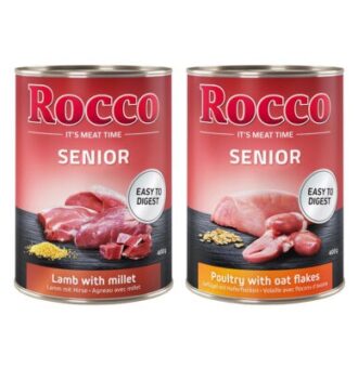 24x400g Rocco Senior nedves kutyatáp vegyes csomag: 12x szárnyas + 12x bárány - Kisállat kiegészítők webáruház - állateledelek