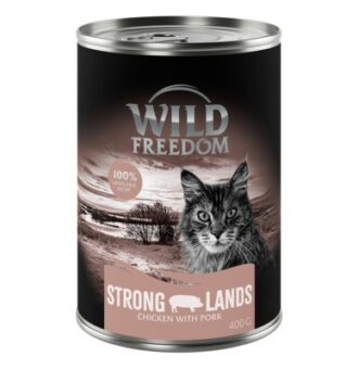 24x400g Wild Freedom Adult nedves macskatáp-Strong Lands - csirke & sertés - Kisállat kiegészítők webáruház - állateledelek