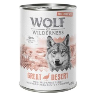 24x400g Wolf of Wilderness Free-Range Meat Great Desert szabad tartású pulyka nedves kutyatáp - Kisállat kiegészítők webáruház - állateledelek