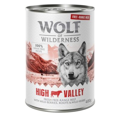 24x400g Wolf of Wilderness Free-Range Meat High Valley szabad tartású marha nedves kutyatáp - Kisállat kiegészítők webáruház - állateledelek