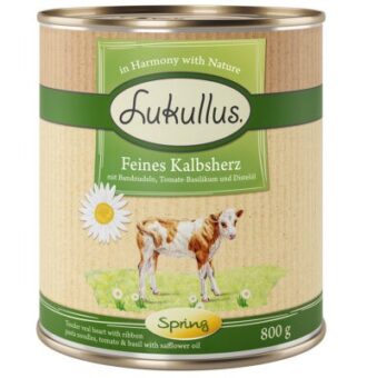 24x800g Lukullus tavaszi menü: finom borjúszív - nedves kutyatáp - Kisállat kiegészítők webáruház - állateledelek