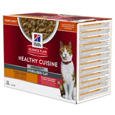 24x80g Hill's Science Plan Adult Sterilised Healthy Cuisine csirke & lazac nedves macskatáp - Kisállat kiegészítők webáruház - állateledelek