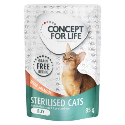 48x85g Concept for Life Sterilised Cats lazac gabonamentes nedves macskatáp aszpikban - Kisállat kiegészítők webáruház - állateledelek
