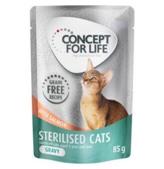 48x85g Concept for Life Sterilised Cats lazac gabonamentes nedves macskatáp szószban - Kisállat kiegészítők webáruház - állateledelek