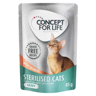 48x85g Concept for Life Sterilised Cats lazac gabonamentes nedves macskatáp szószban - Kisállat kiegészítők webáruház - állateledelek