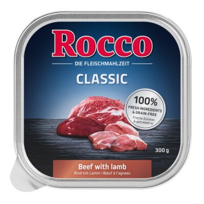 27x300g Rocco Classic tálcás nedves kutyatáp- Marha & bárány - Kisállat kiegészítők webáruház - állateledelek