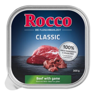 27x300g Rocco Classic tálcás nedves kutyatáp- Marha & vad - Kisállat kiegészítők webáruház - állateledelek
