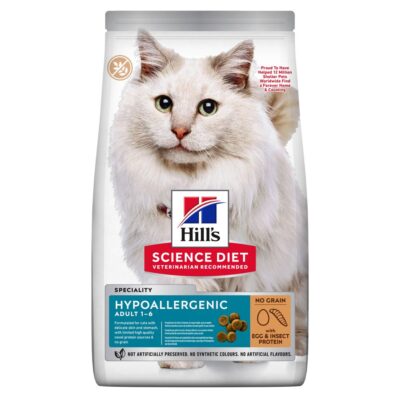 2x 7kg Hill's Science Plan Adult Hypoallergenic No Grain tojás és rovarfehérje száraz macskatáp - Kisállat kiegészítők webáruház - állateledelek
