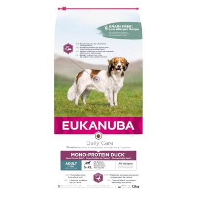 12kg Eukanuba Daily Care monoprotein kacsa szárazeledel kutyáknak - Kisállat kiegészítők webáruház - állateledelek