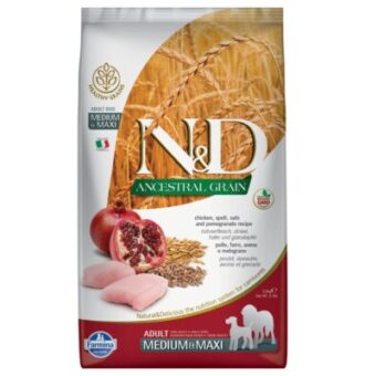 12kg Farmina N&D Ancestral Grain Adult Medium & Maxi csirke & gránátalma száraz kutyatáp - Kisállat kiegészítők webáruház - állateledelek