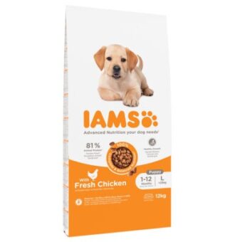 12kg IAMS for Vitality Dog Puppy & Junior Large csirke száraz kutyatáp - Kisállat kiegészítők webáruház - állateledelek
