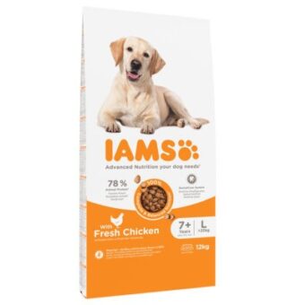 12kg IAMS for Vitality Senior & Mature Large csirke száraz kutyatáp 10% árengedménnyel - Kisállat kiegészítők webáruház - állateledelek