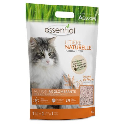 2x6L Natural Litter Essential Peachy Smooth természetes alom - macskáknak - Kisállat kiegészítők webáruház - állateledelek