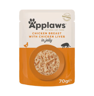 16x70g Applaws csirke & máj aszpikban tasakos nedves macskatáp - Kisállat kiegészítők webáruház - állateledelek