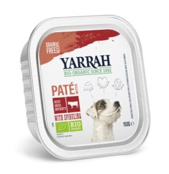 36x150g Yarrah Bio Paté bio marha & bio spirulina nedves kutyatáp - Kisállat kiegészítők webáruház - állateledelek