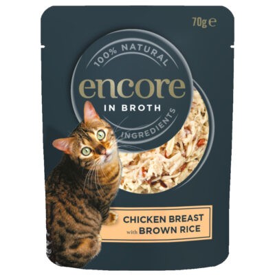 16x70g Encore Csirke & barna rizs tasakos nedves macskatáp - Kisállat kiegészítők webáruház - állateledelek