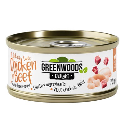 24x70g Greenwoods Delight csirkefilé & marha nedves macskaeledel - Kisállat kiegészítők webáruház - állateledelek
