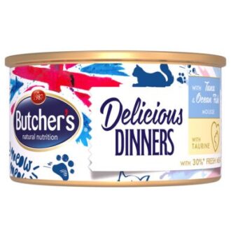 24x85g Butcher's Delicious Dinners Tonhal & tengeri hal nedves macskatáp - Kisállat kiegészítők webáruház - állateledelek