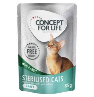 24x85g Concept for Life Sterilised Cats nyúl gabonamentes nedves macskatáp szószban - Kisállat kiegészítők webáruház - állateledelek