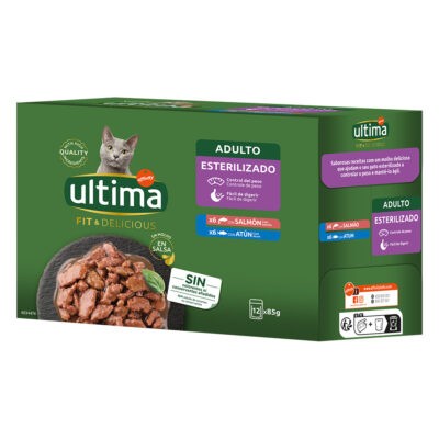 96x85g Ultima Cat Fit & Delicious lazac & tonhal  nedves macskatáp 20% kedvezménnyel! - Kisállat kiegészítők webáruház - állateledelek