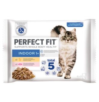 52x85g Perfect Fit Indoor 1+ nedves macskatáp Mix: csirke & lazac - Kisállat kiegészítők webáruház - állateledelek