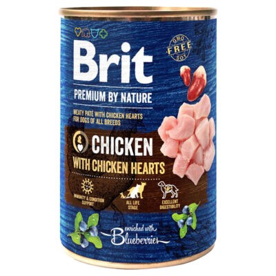 6x400g  Brit Premium by Nature gazdaságos csomag nedves kutyatáp - Csirke csirkeszívvel - Kisállat kiegészítők webáruház - állateledelek