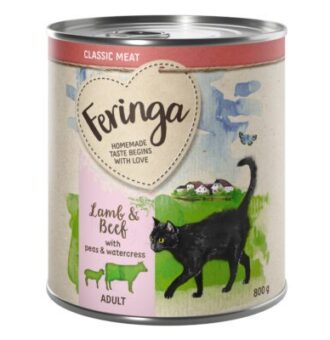 12x800g Feringa Classic Meat Bárány & marha nedves macskatáp - Kisállat kiegészítők webáruház - állateledelek