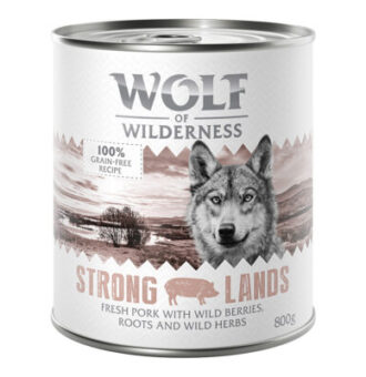 24x800g Wolf of Wilderness nedves kutyatáp- Strong Lands sertés - Kisállat kiegészítők webáruház - állateledelek