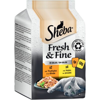 72x50g Sheba Fresh & Fine pulyka & csirke aszpikban nedves macskatáp - Kisállat kiegészítők webáruház - állateledelek