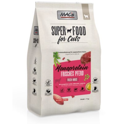 2x7kg MAC's Superfood for Cats Adult Monoprotein ló száraz macskatáp - Kisállat kiegészítők webáruház - állateledelek