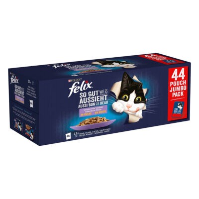 88x85g Felix Fantastic Hús- & halválogatás nedves macskatáp - Kisállat kiegészítők webáruház - állateledelek
