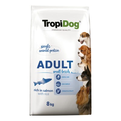 2x8kg Tropidog Premium Adult Small lazac száraz kutyatáp - Kisállat kiegészítők webáruház - állateledelek