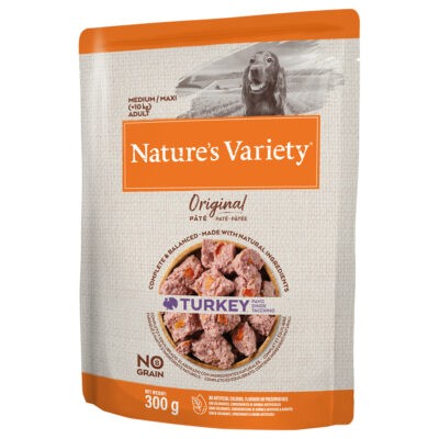8x300g Nature's Variety Original Paté No Grain Medium/Maxi Adult pulyka nedves kutyatáp 6+2 ingyen akcióban - Kisállat kiegészítők webáruház - állateledelek